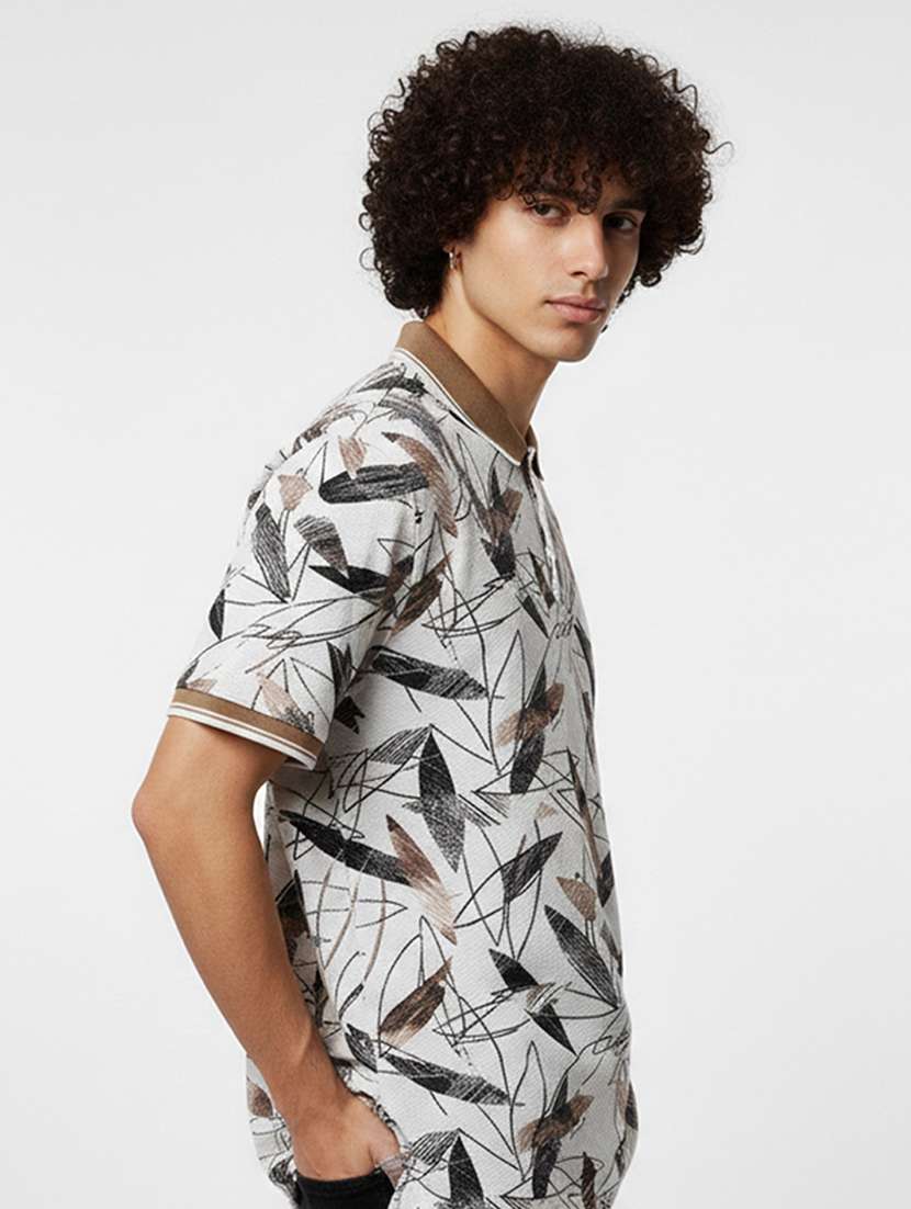 men printed short sleeve regular fit polo t-shirt - 22360270 -  Standard Image - 1