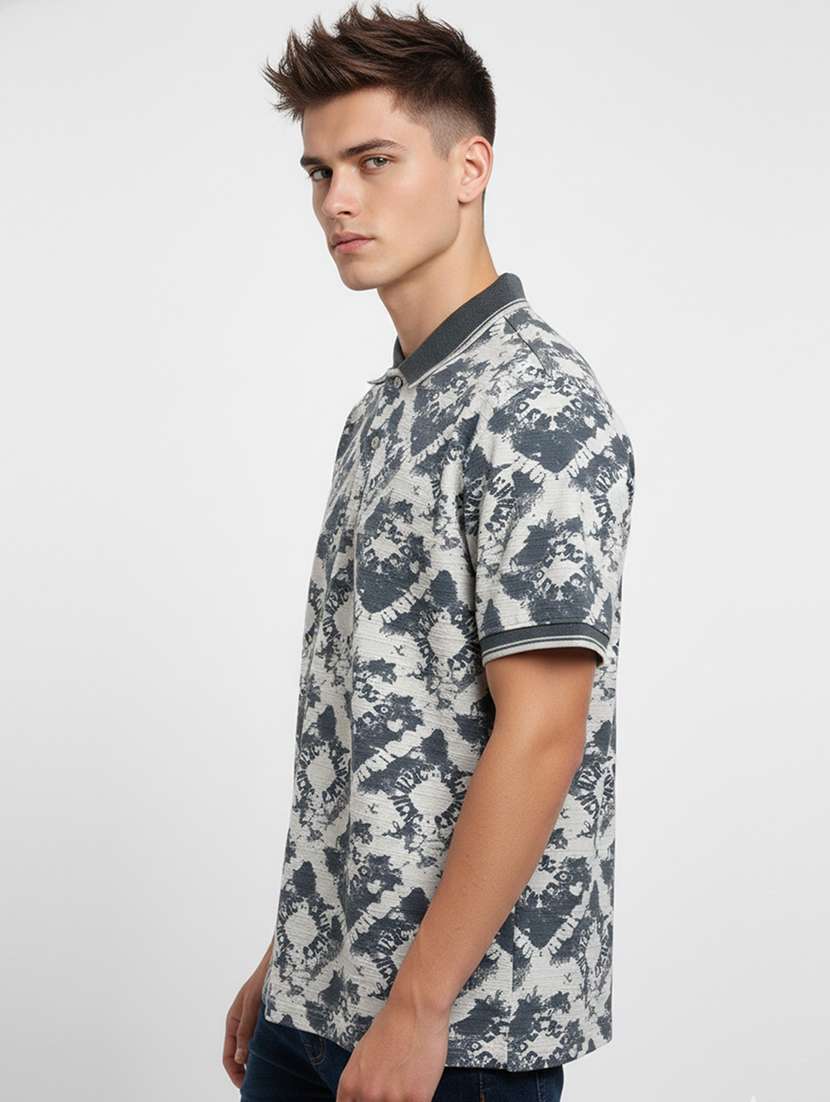 men printed short sleeve regular fit polo t-shirt - 22360271 -  Standard Image - 1