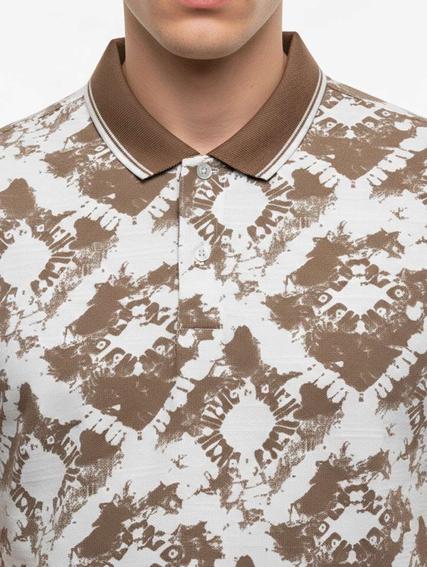 men printed short sleeve regular fit polo t-shirt - 22360274 -  Standard Image - 1