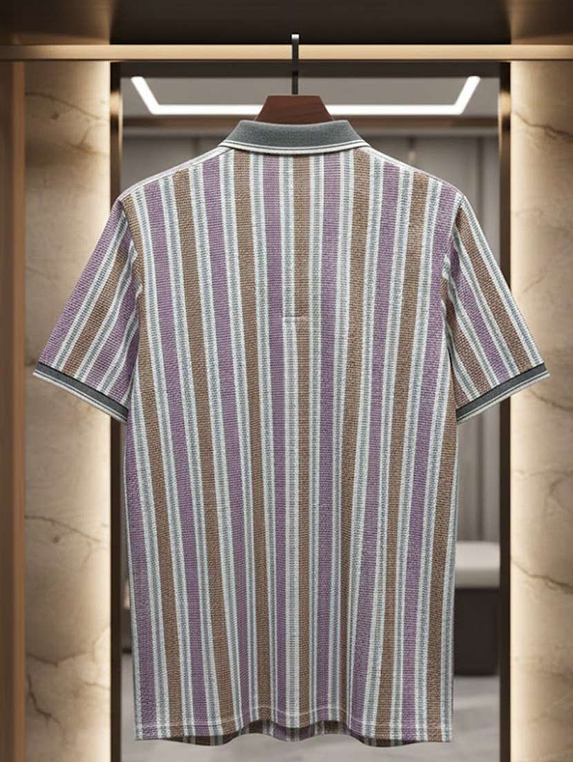 men striped short sleeve regular fit polo t-shirt - 22360285 -  Standard Image - 4