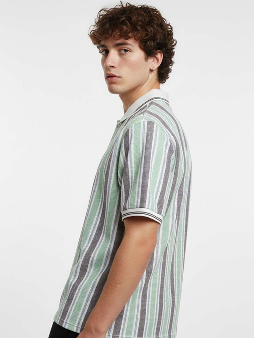 Men Striped Short Sleeve Regular Fit Polo T-shirt - 22360288 -  Standard Image - 1
