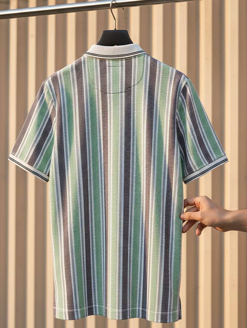 Men Striped Short Sleeve Regular Fit Polo T-shirt - 22360288 -  Standard Image - 4