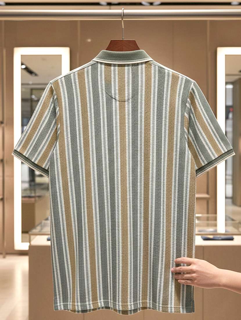 men striped short sleeve regular fit polo t-shirt - 22360289 -  Standard Image - 4