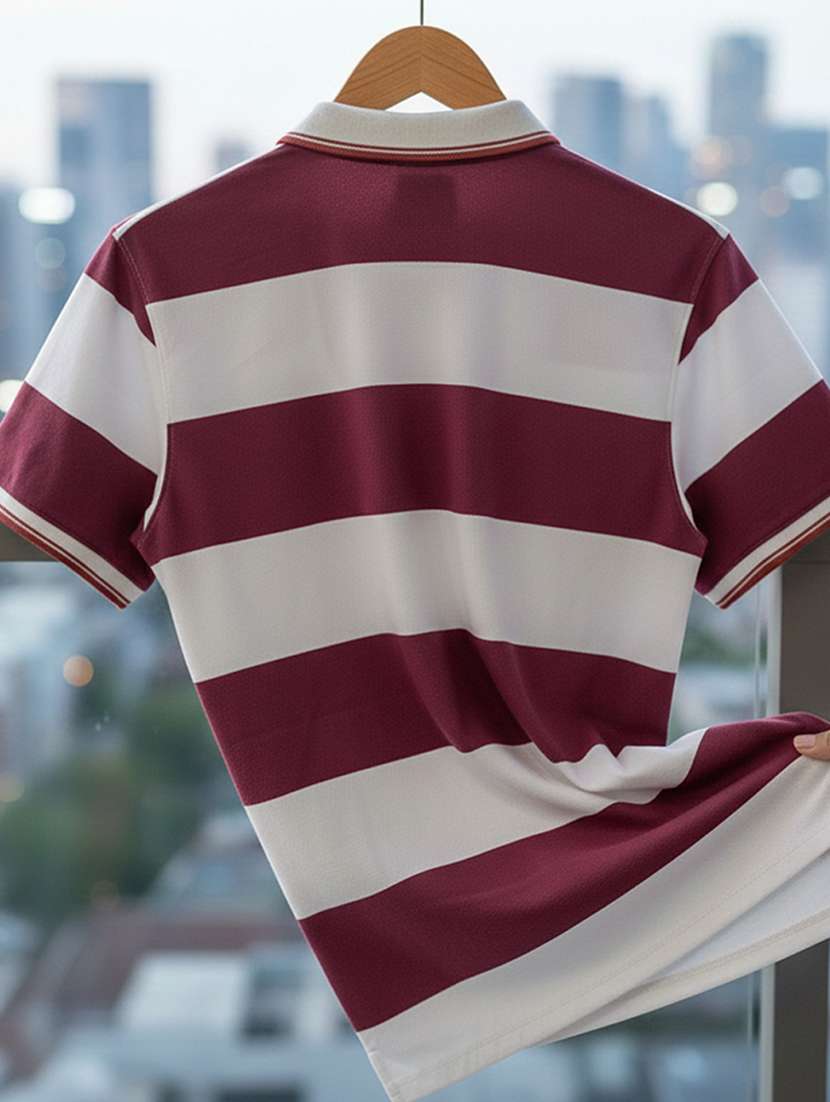 men striped short sleeve regular fit polo t-shirt - 22360291 -  Standard Image - 4