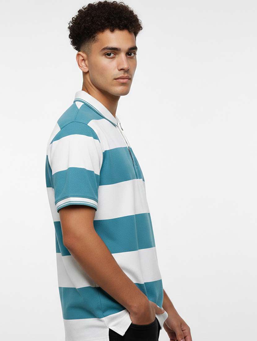 Men Striped Short Sleeve Regular Fit Polo T-shirt - 22360292 -  Standard Image - 1
