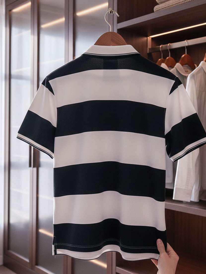 men striped short sleeve regular fit polo t-shirt - 22360294 -  Standard Image - 4