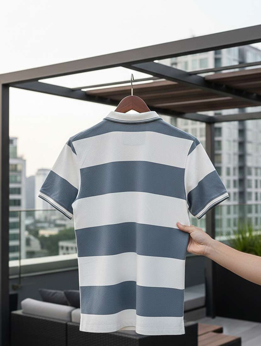 men striped short sleeve regular fit polo t-shirt - 22360295 -  Standard Image - 4