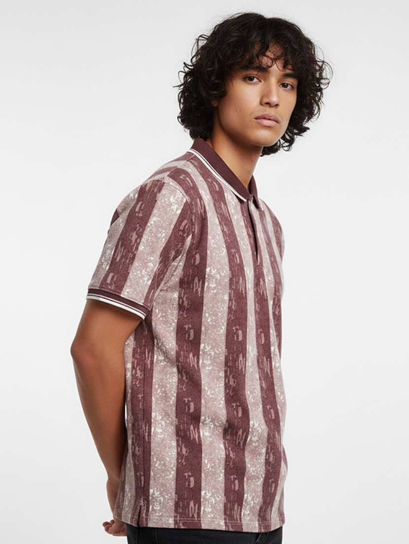 men striped short sleeve regular fit polo t-shirt - 22360296 -  Standard Image - 1