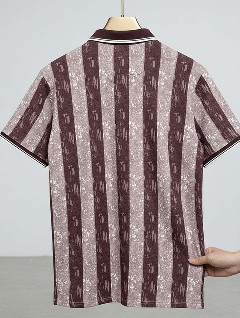 men striped short sleeve regular fit polo t-shirt - 22360296 -  Standard Image - 4