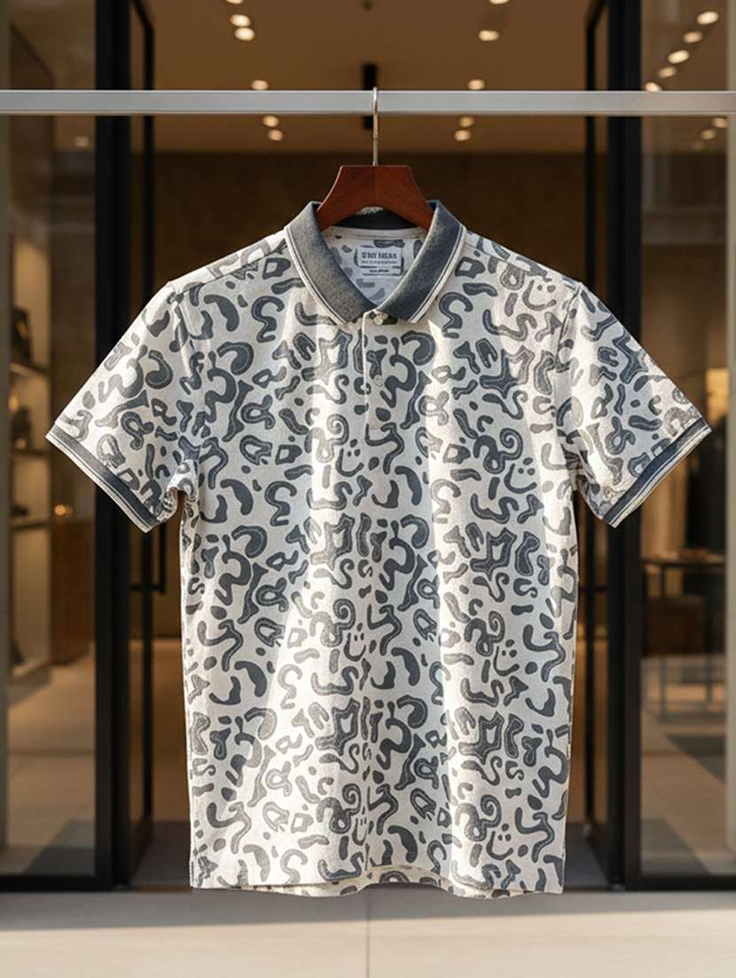 men printed short sleeve regular fit polo t-shirt - 22360301 -  Standard Image - 4