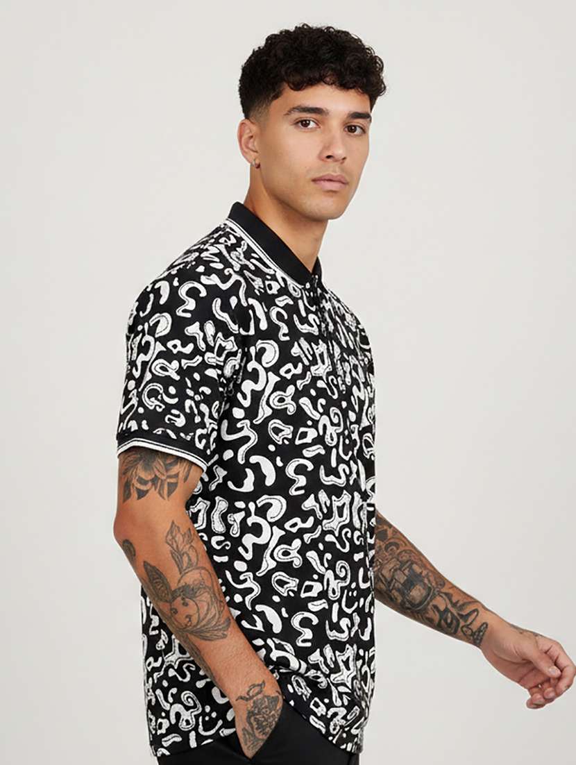 men printed short sleeve regular fit polo t-shirt - 22360302 -  Standard Image - 1