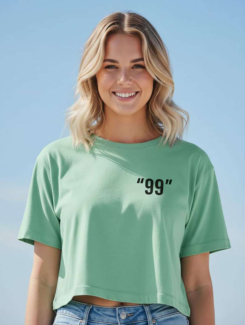 women printed short sleeve crop t-shirt - 22360314 -  Standard Image - 1
