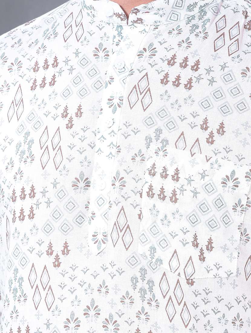 men printed long sleeve short kurta  - 22360355 -  Standard Image - 1