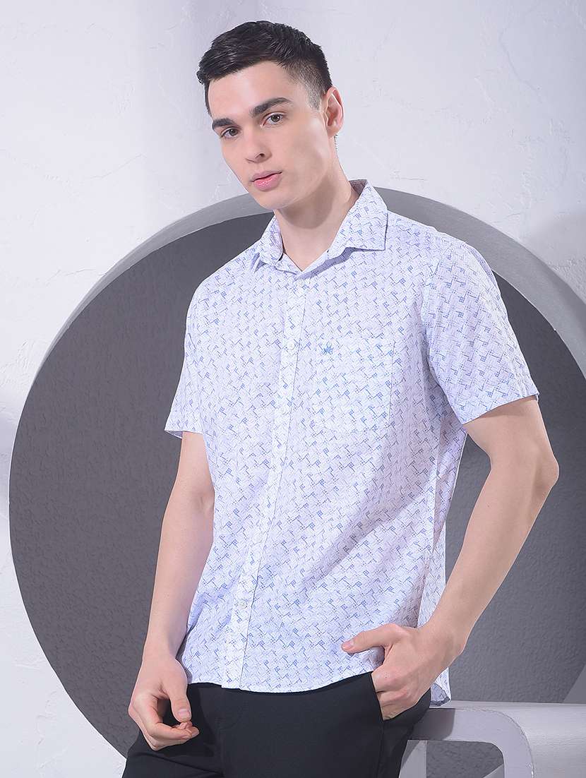 men printed short sleeve casual shirt