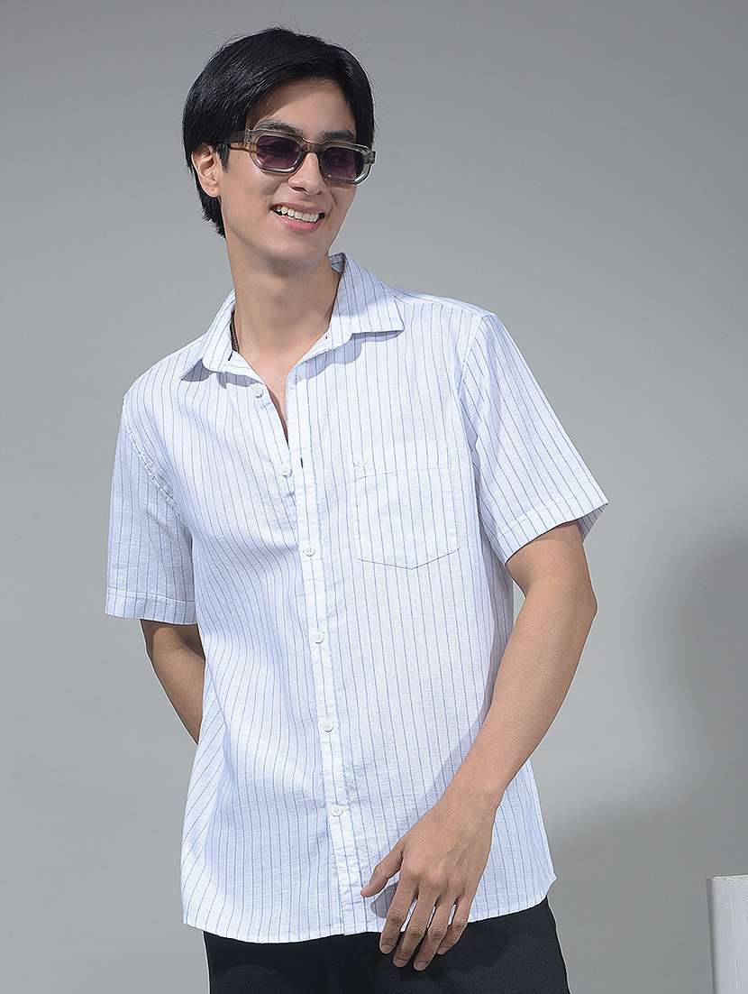 men striped short sleeve casual shirt
