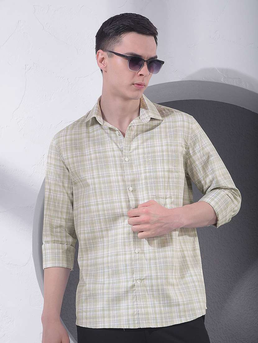 men checkered long sleeve regular fit casual shirt