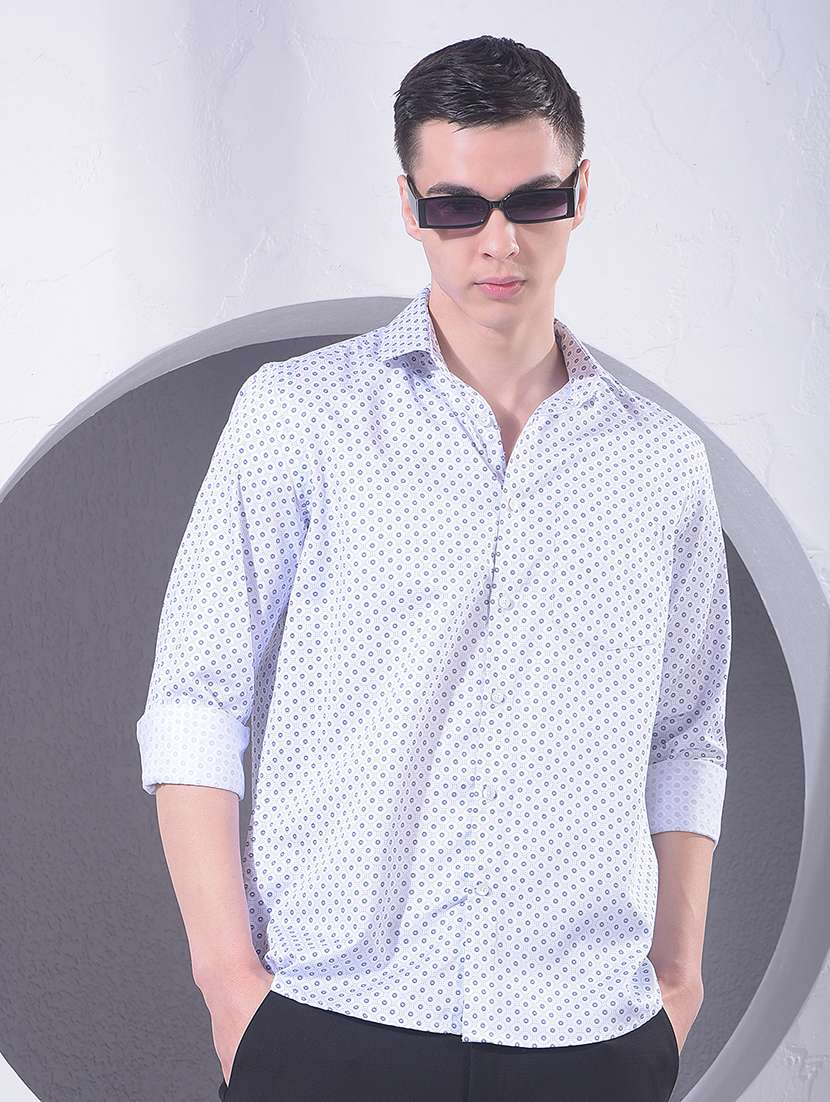 men printed long sleeve regular fit casual shirt