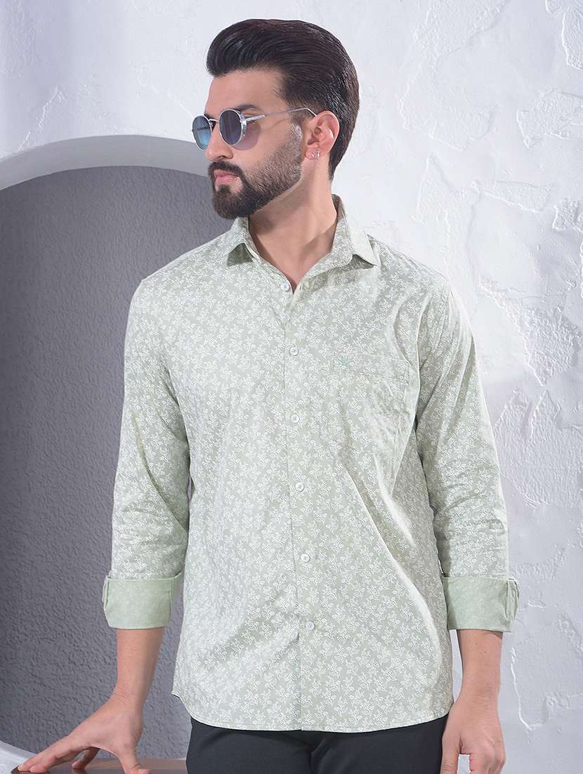 men printed long sleeve regular fit casual shirt