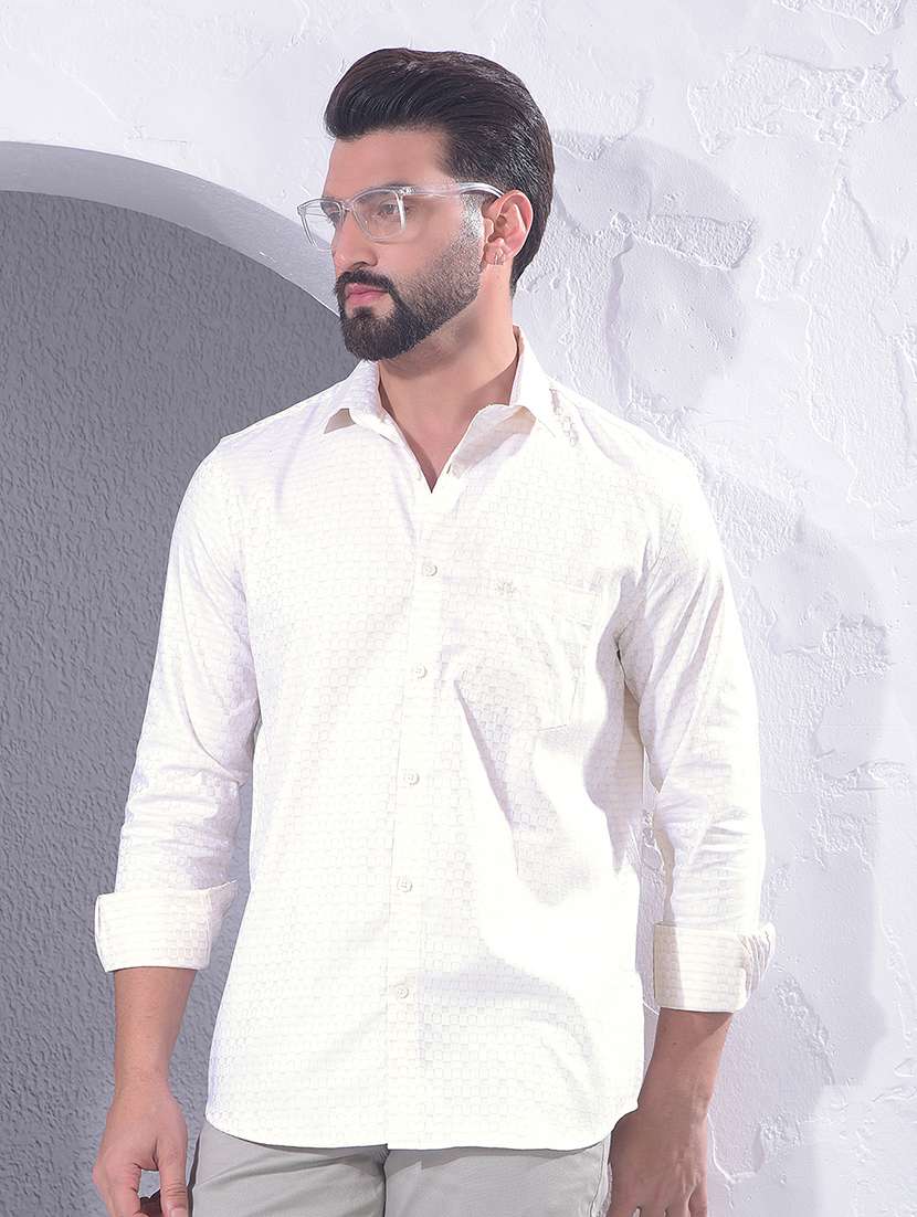 men printed long sleeve regular fit casual shirt