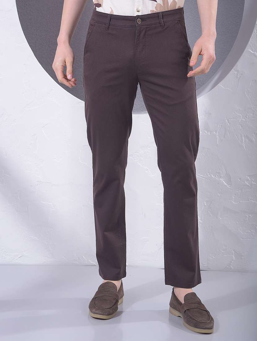 men self design mid rise chinos casual trouser