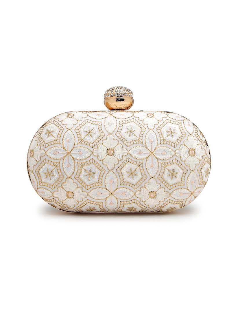 women embroidered clutch with sling chain - 22360660 -  Standard Image - 1