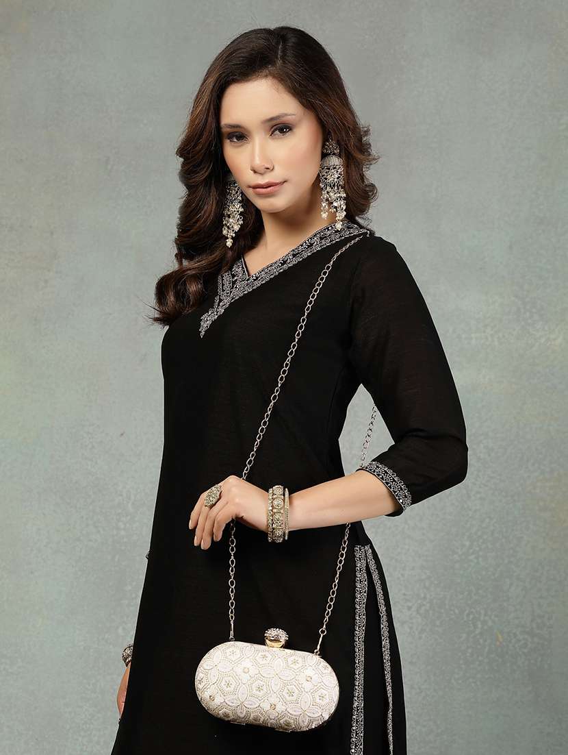 women embroidered clutch with sling chain - 22360660 -  Standard Image - 6