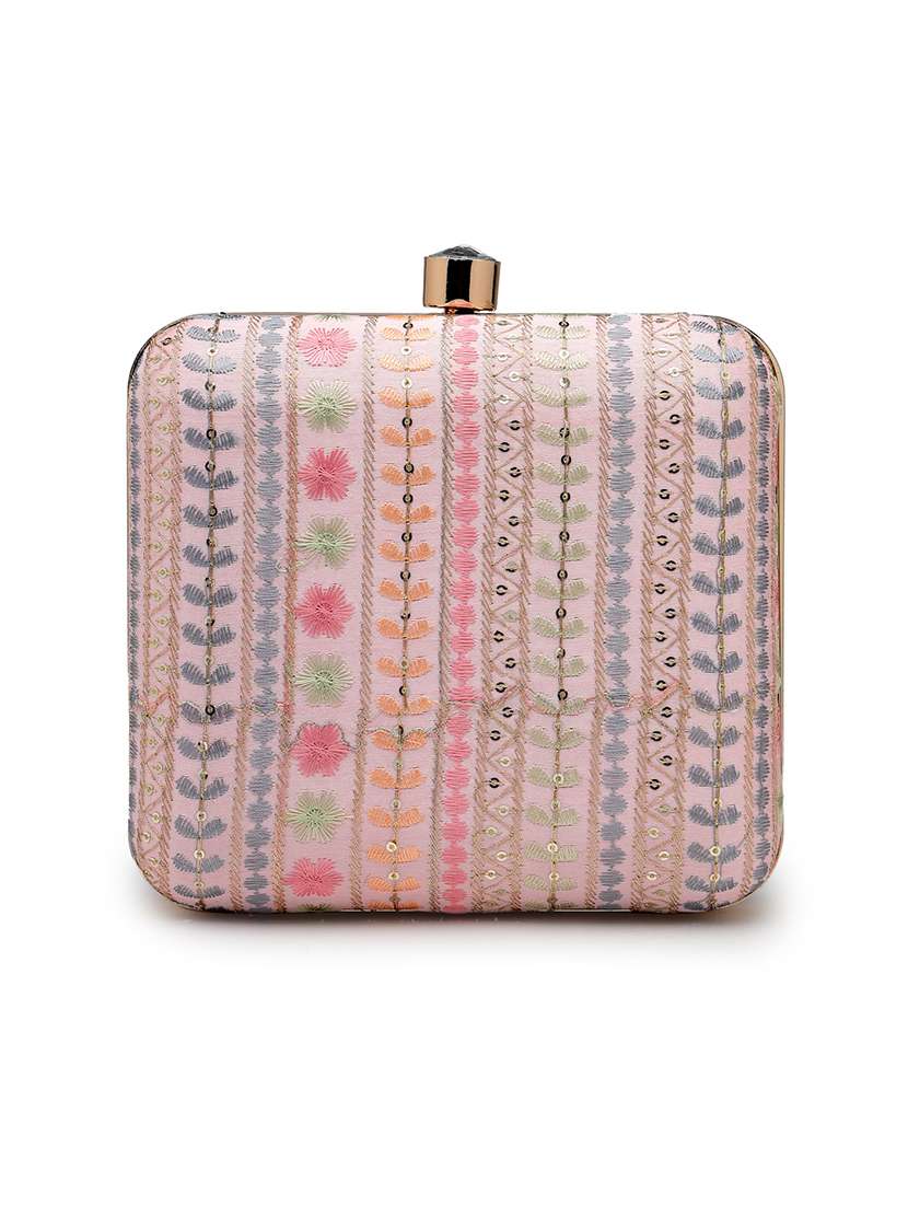 women embroidered clutch with sling chain - 22360661 -  Standard Image - 1