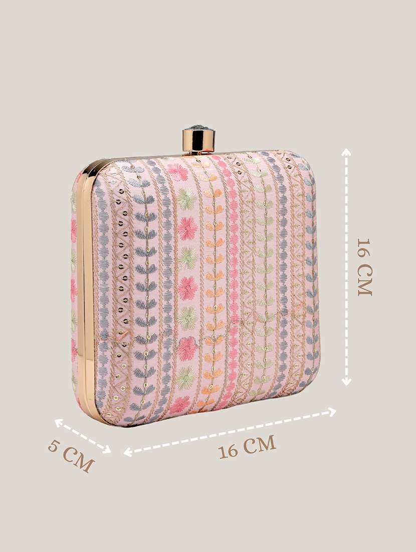 women embroidered clutch with sling chain - 22360661 -  Standard Image - 4