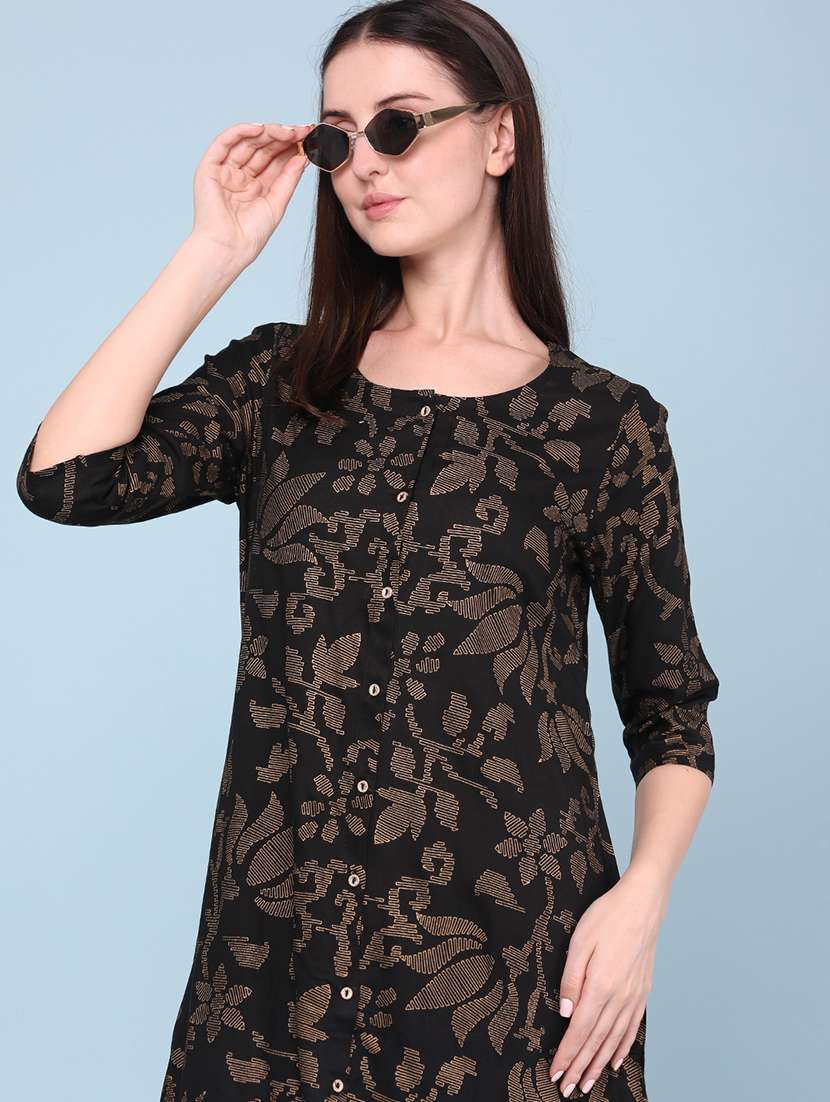 women printed three quarter sleeves a-line kurta - 22361174 -  Standard Image - 1