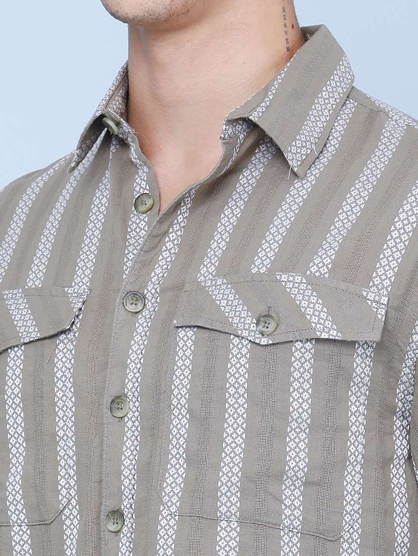 men self design long sleeves casual shirt - 22361219 -  Standard Image - 1