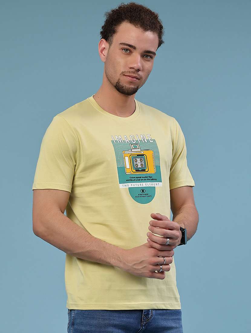 men front print short sleeve slim fit t-shirt - 22361255 -  Standard Image - 1