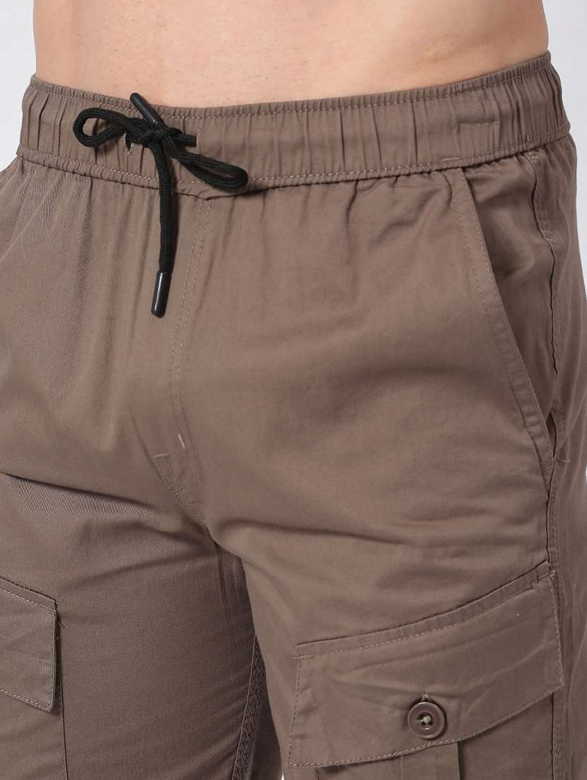 khaki cotton shorts three  fourths - 22361338 -  Standard Image - 1