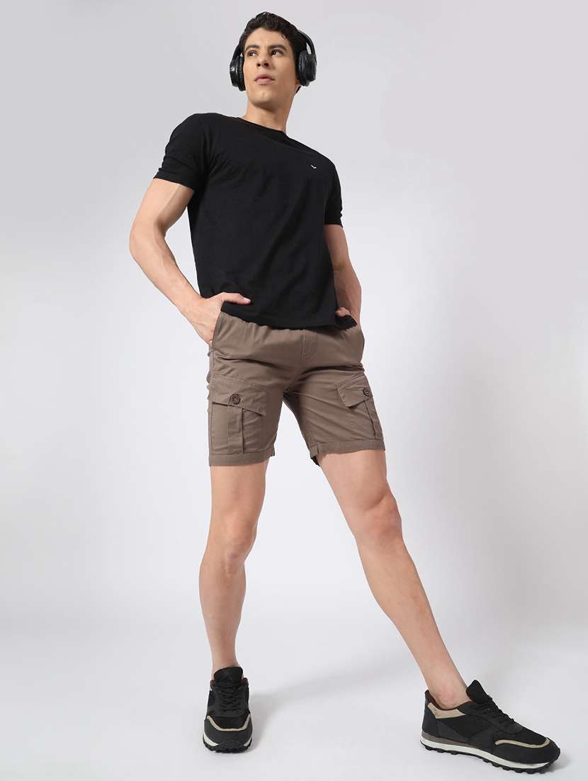 khaki cotton shorts three  fourths - 22361338 -  Standard Image - 4
