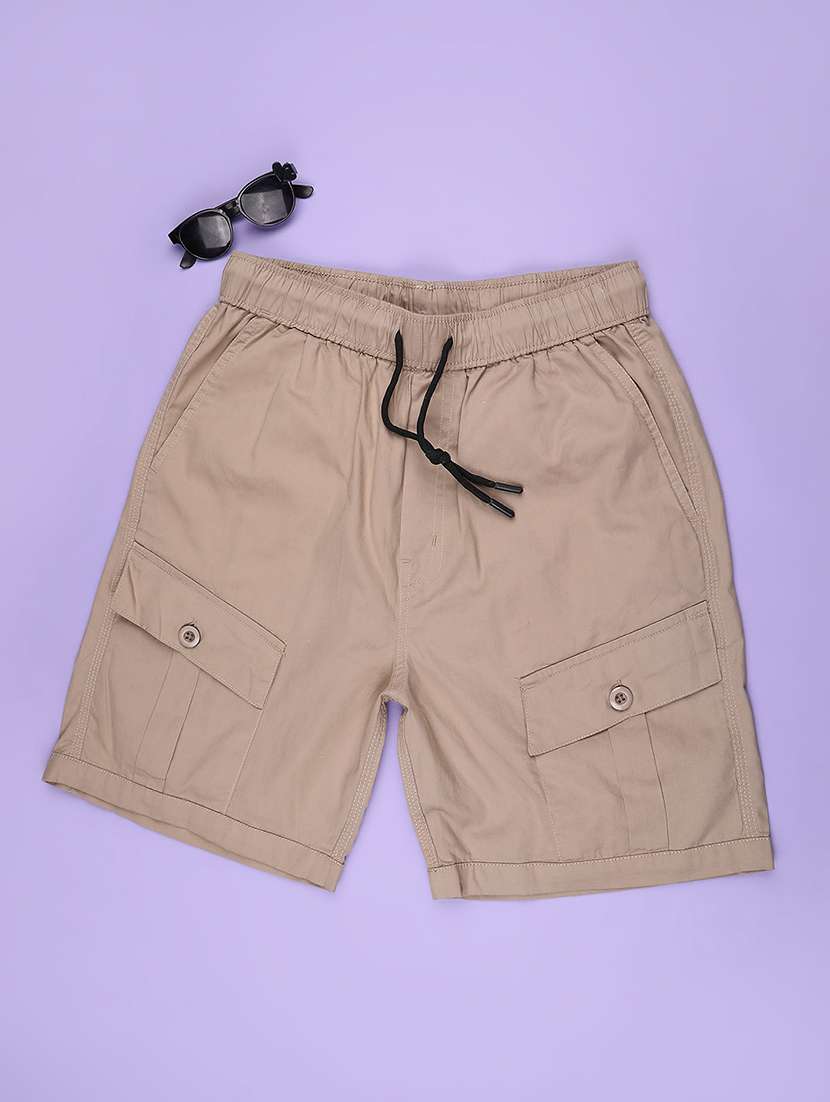 beige cotton cargo shorts