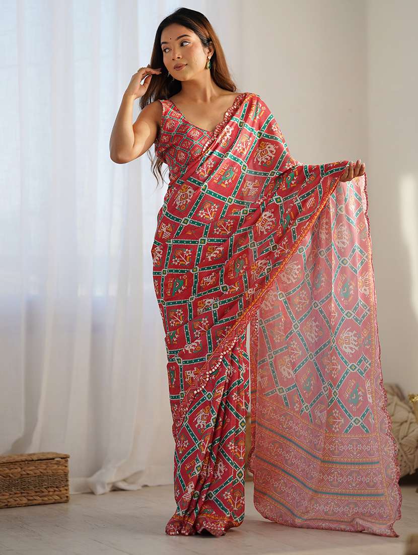 women printed casual wear saree with blouse - 22361817 -  Standard Image - 1