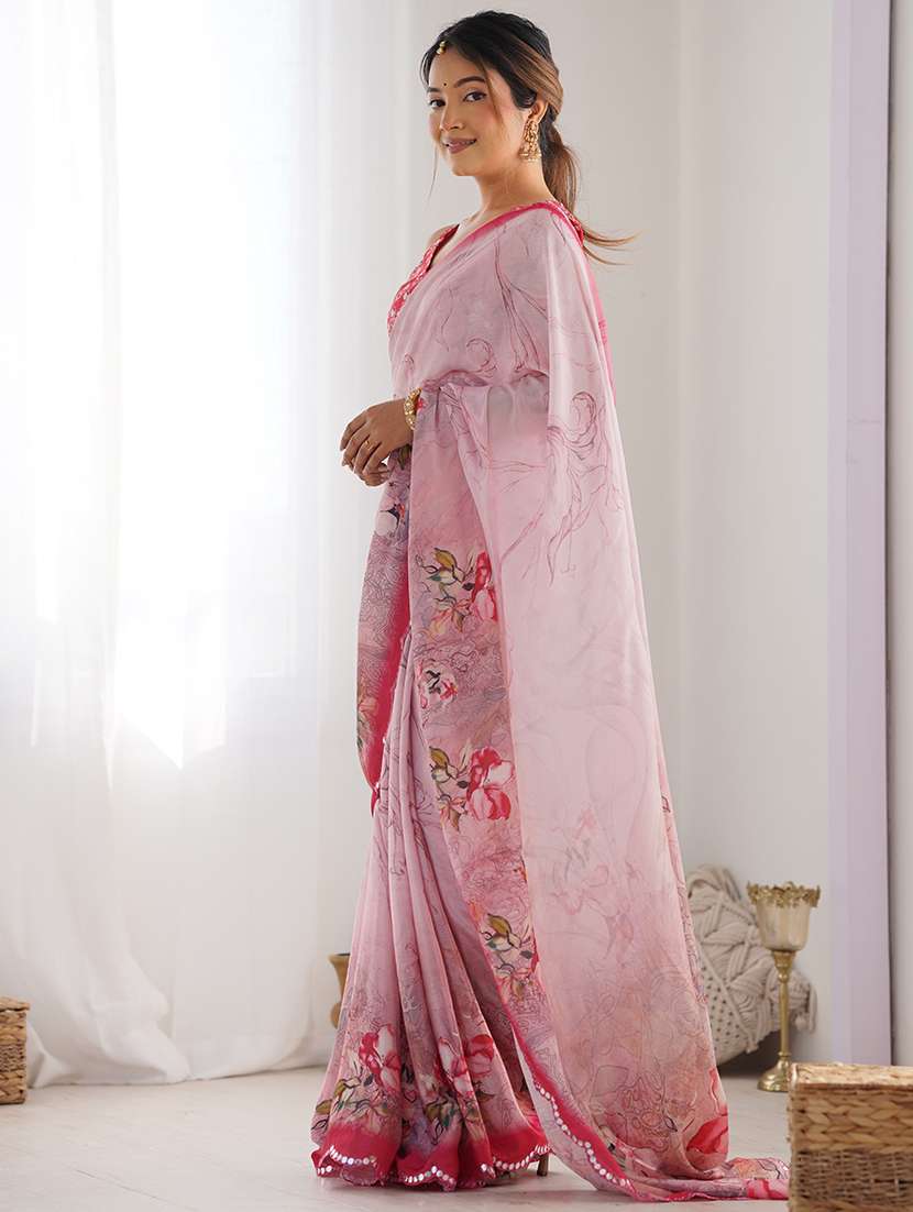 women printed casual wear saree with blouse - 22361824 -  Standard Image - 4