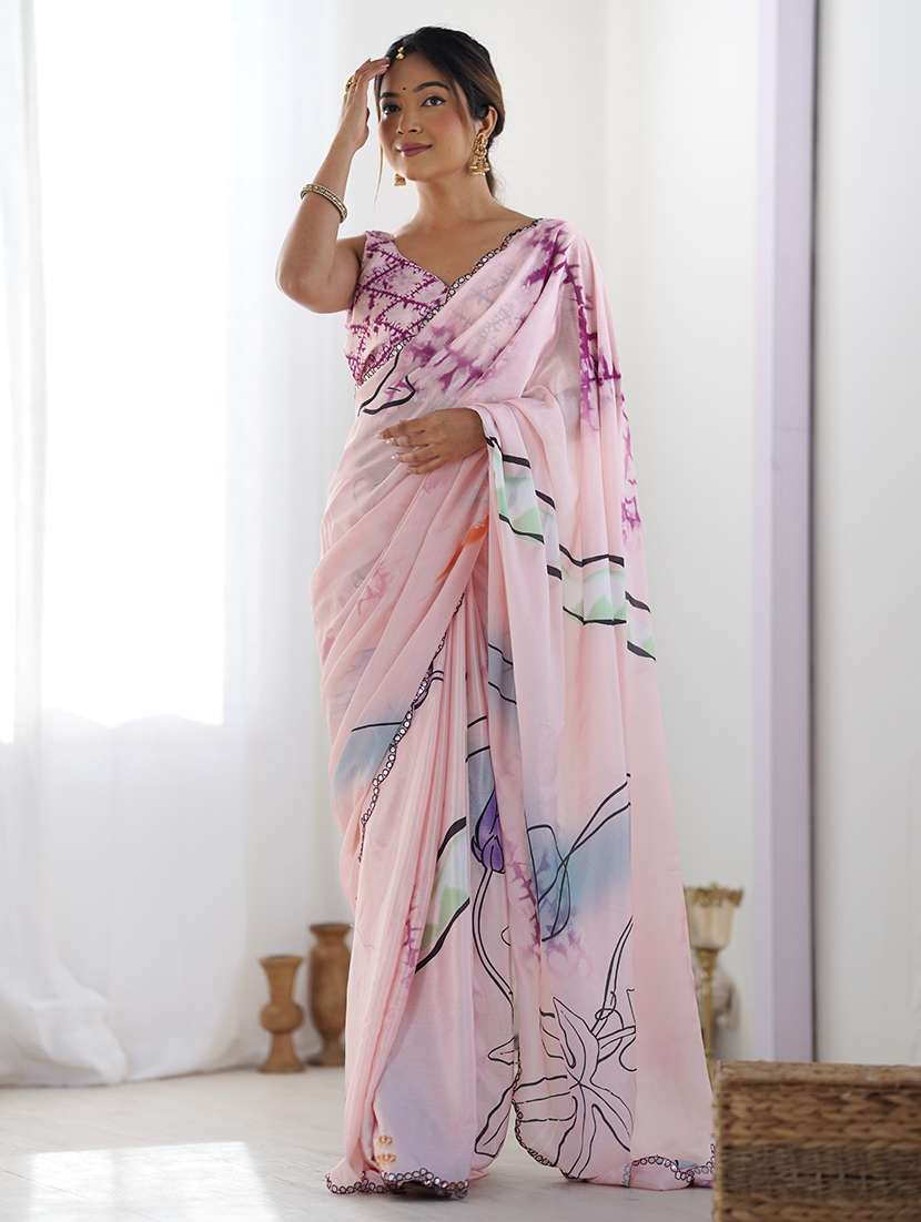 women printed casual wear saree with blouse - 22361826 -  Standard Image - 1