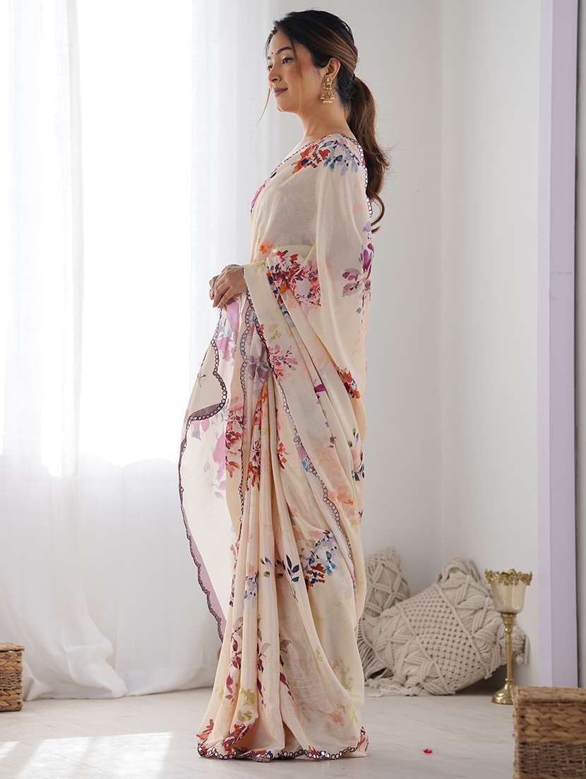 women printed casual wear saree with blouse - 22361827 -  Standard Image - 4