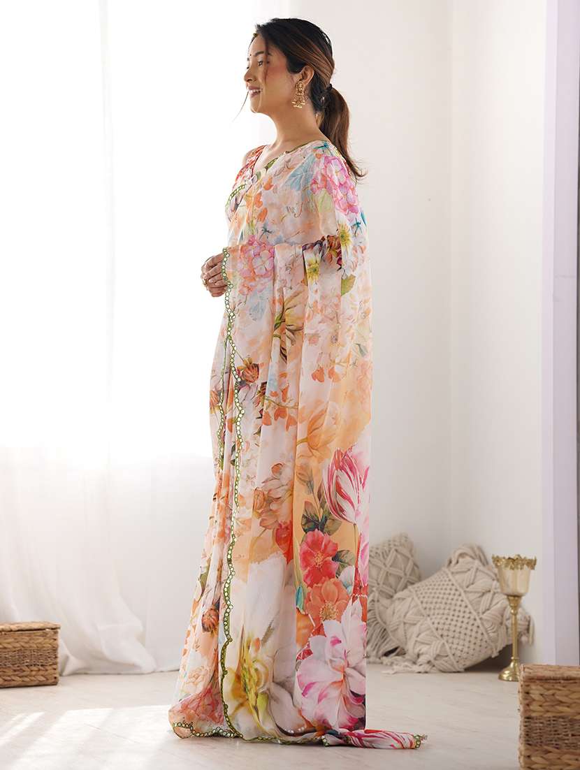 women printed casual wear saree with blouse - 22361830 -  Standard Image - 4