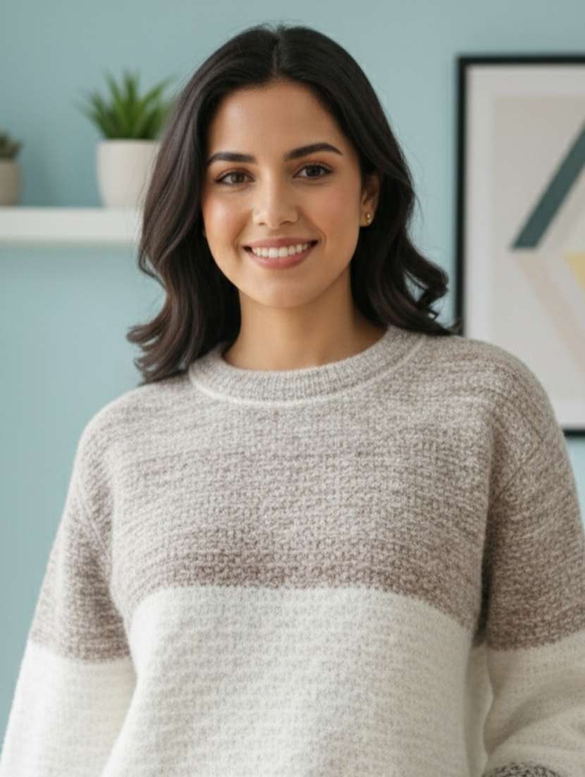 women color blocked long sleeve pullover - 22361889 -  Standard Image - 4