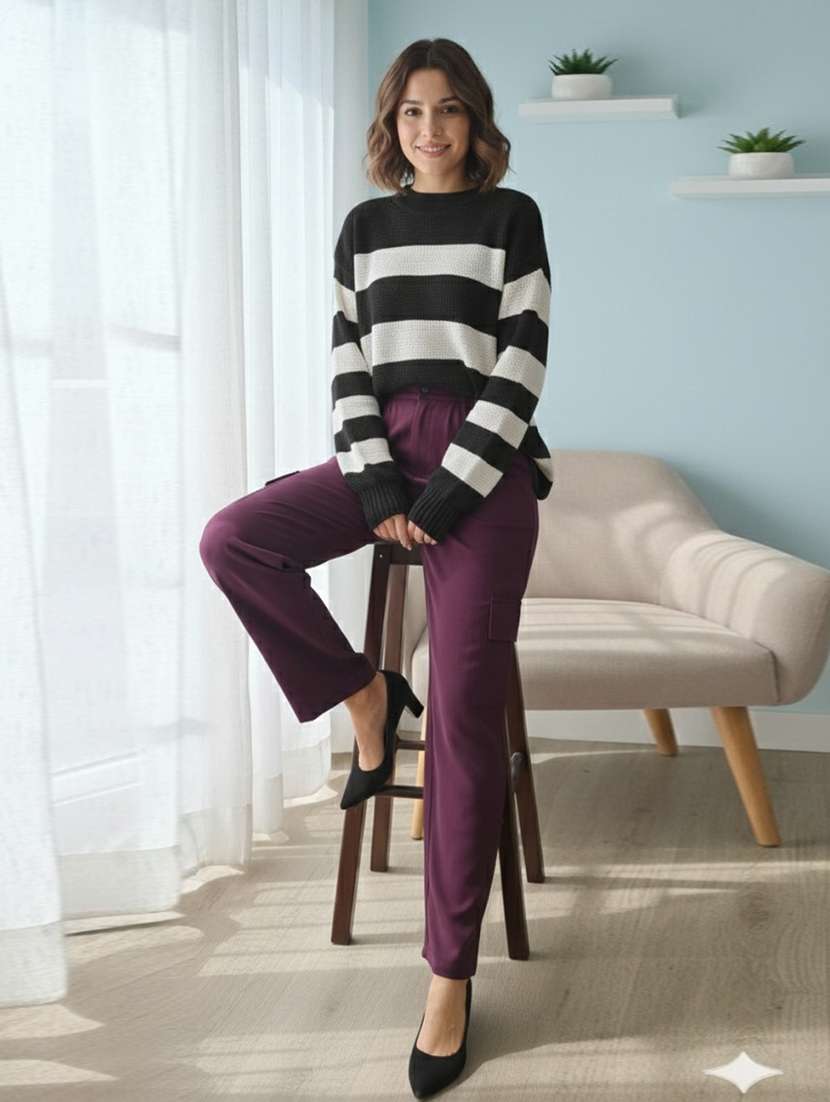 women color blocked long sleeve pullover - 22361891 -  Standard Image - 1