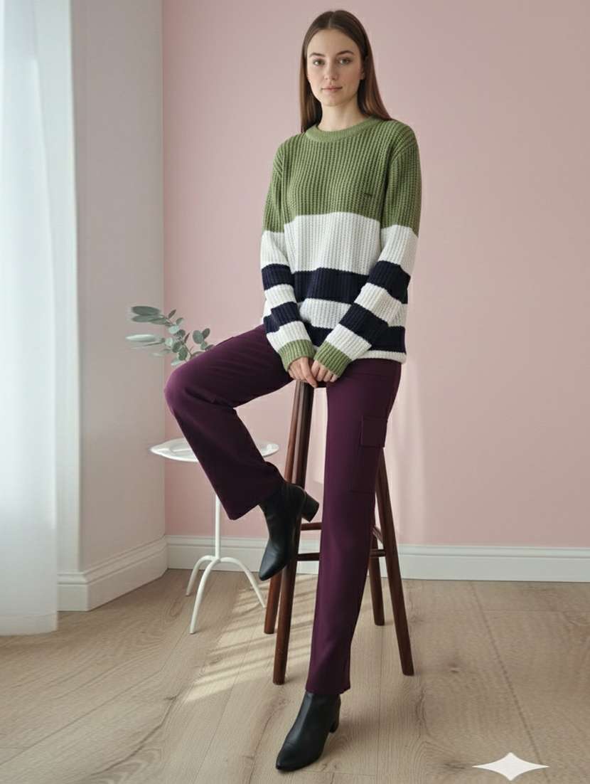women color blocked long sleeve pullover - 22361895 -  Standard Image - 1