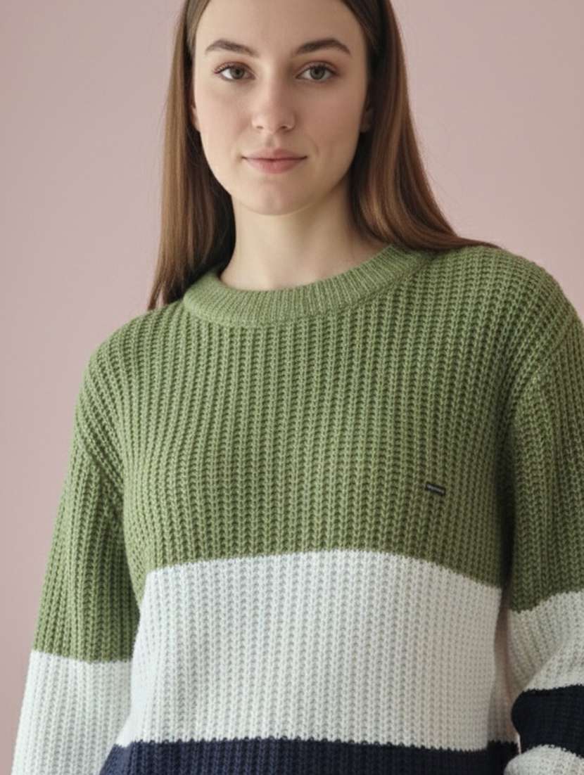 women color blocked long sleeve pullover - 22361895 -  Standard Image - 4