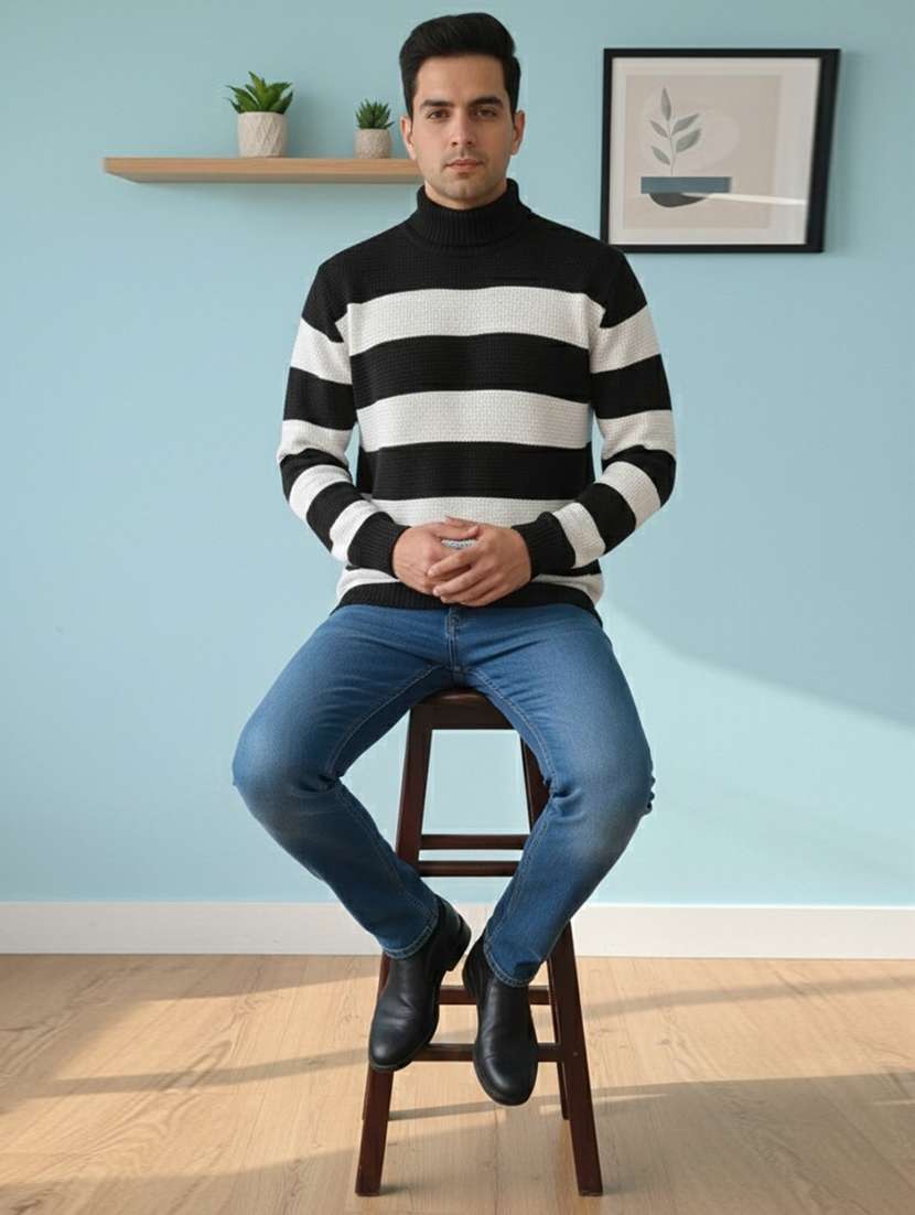 men striped long sleeve regular fit pullover - 22361908 -  Standard Image - 1