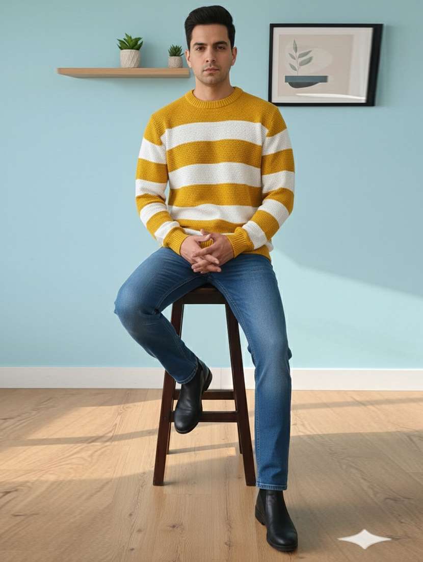 men striped long sleeve regular fit pullover - 22361909 -  Standard Image - 1