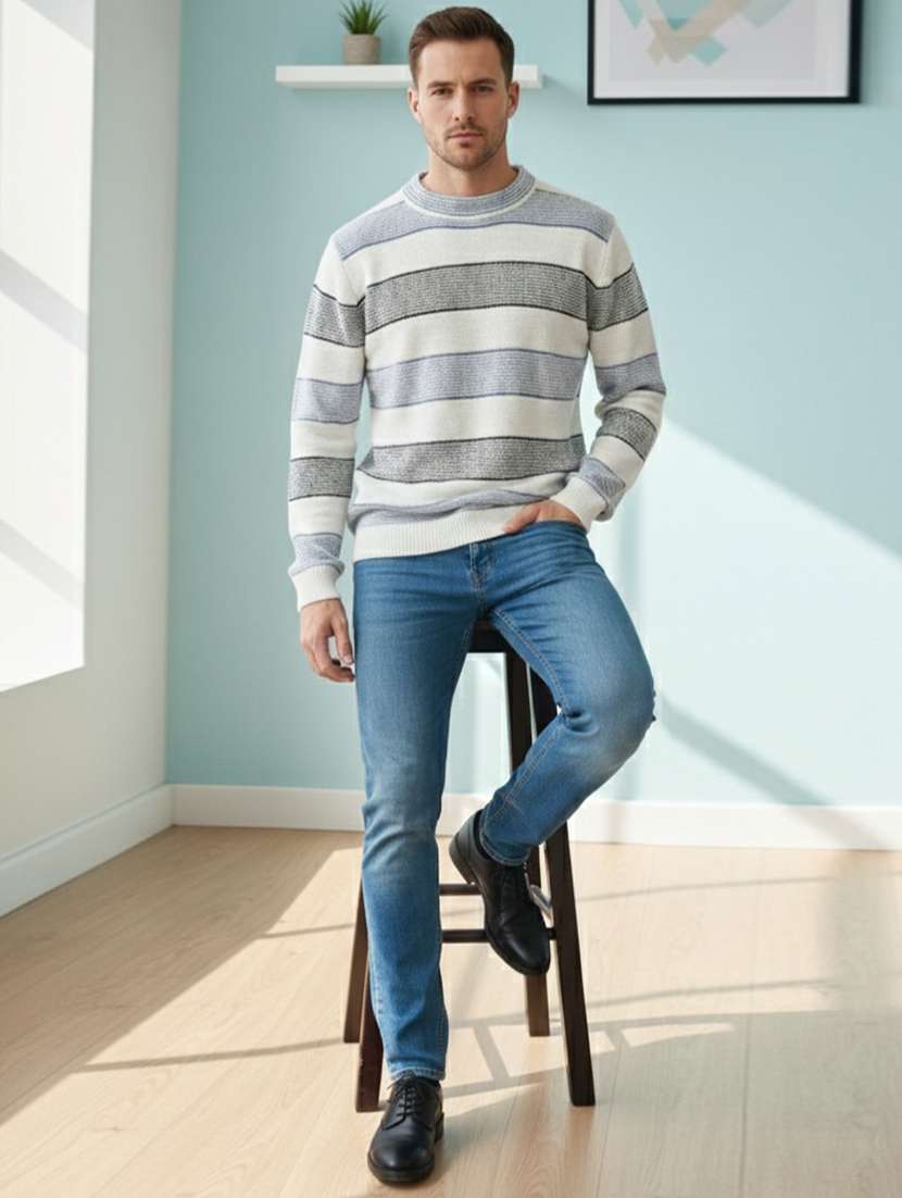 men striped long sleeve regular fit pullover - 22361910 -  Standard Image - 1