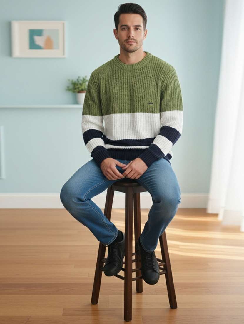 men striped long sleeve regular fit pullover - 22361912 -  Standard Image - 1