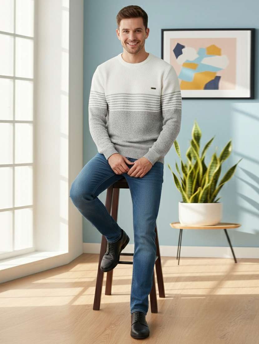 men striped long sleeve regular fit pullover - 22361913 -  Standard Image - 1