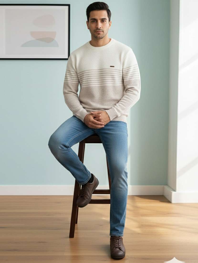 men striped long sleeve regular fit pullover - 22361914 -  Standard Image - 1