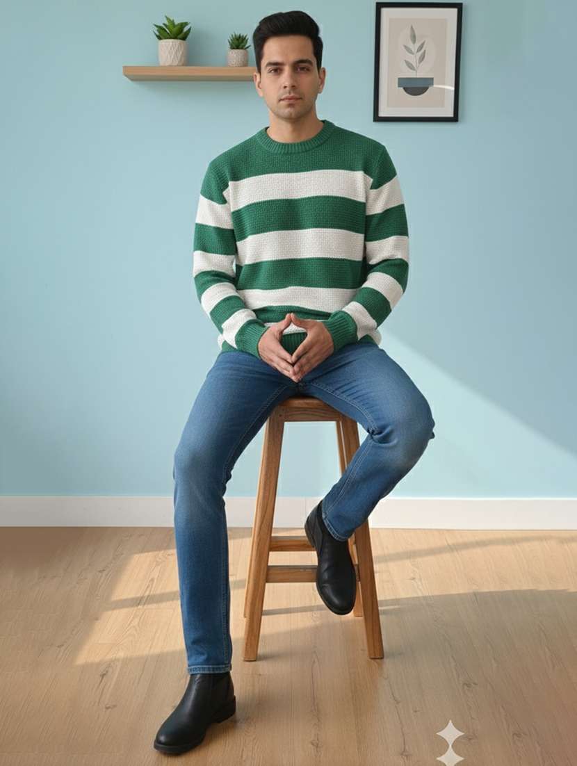 men striped long sleeve regular fit pullover - 22361915 -  Standard Image - 1